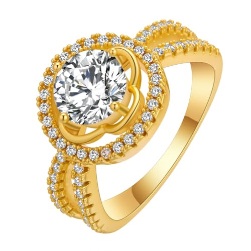 Eleganter Kleeblatt-Ring, exquisiter Zirkon – verzierte Ehering-Alternative für Frauen von LUTAKU
