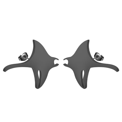 Filigraner Manta-Rochen-Ohrring aus Edelstahl, minimalistische Rochenfisch-Ohrstecker für Damen und Herren, zierlicher geometrischer Schmuck, Geschenk, Edelstahl von LUTAKU