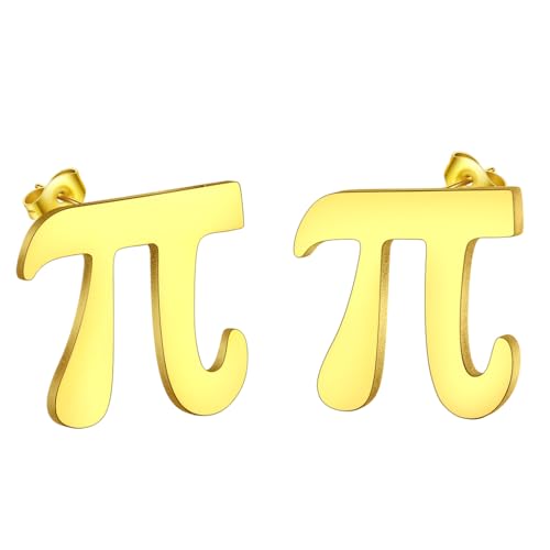 Hohle Pi-Symbol-Ohrstecker, Pi-Ohrstecker für Damen und Herren, hohl, mathematischer Schmuck, Geschenk, Edelstahl von LUTAKU