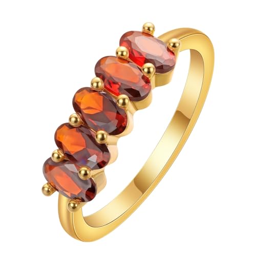 LUTAKU 14 Karat vergoldete ovale Edelsteine, stapelbare Ringe (3 Stile: Rosa/Violett/Rot) von LUTAKU