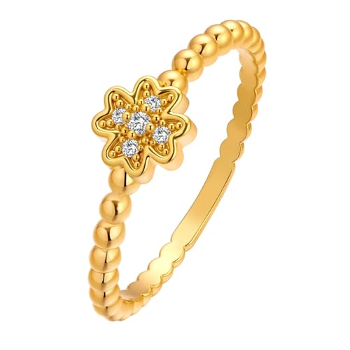 LUTAKU Damen-Ring im Vintage-Stil, Kleeblatt-Edelstein, exquisiter Schmuck mit tiefer Bedeutung für Frauen von LUTAKU