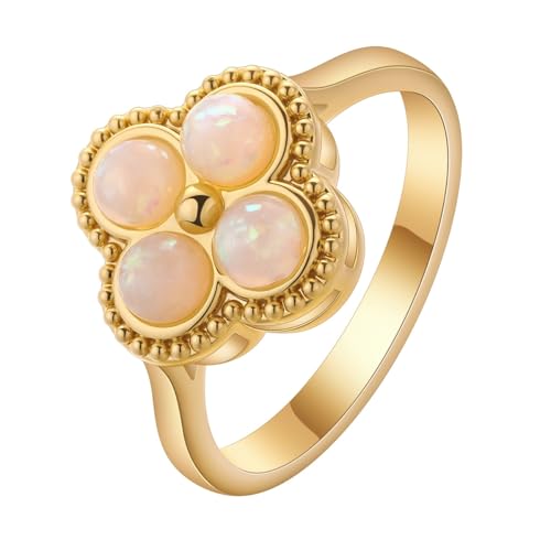 LUTAKU Damen-Ring im Vintage-Stil, Kleeblatt-Edelstein, exquisiter Schmuck mit tiefer Bedeutung für Frauen LUTAKU Damen-Ring im Vintage-Stil, Kleeblatt-Edelstein, exquisiter Schmuck mit tiefer Bedeutung für Frauen von LUTAKU