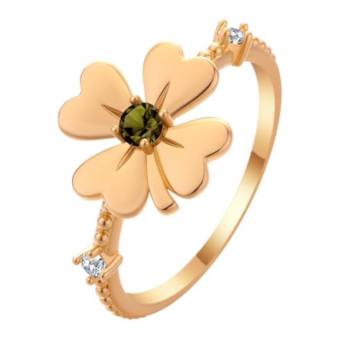 LUTAKU Damen-Ring im Vintage-Stil, Kleeblatt-Edelstein, exquisiter Schmuck mit tiefer Bedeutung für Frauen von LUTAKU