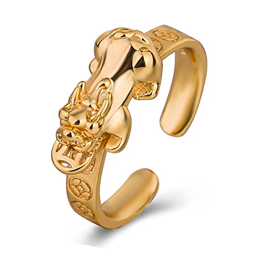 LUTAKU Feng Shui Pixiu Mantra-Ring, buddhistisches Glücksamulett, Mantra, doppelter Schutz, Reichtum, Liebe, Gesundheit, Geschenk für Männer und Frauen, Metall von LUTAKU