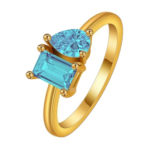 LUTAKU Minimalistischer Ring mit 14-karätigem Gold vergoldet, quadratisch und tropfenförmig von LUTAKU