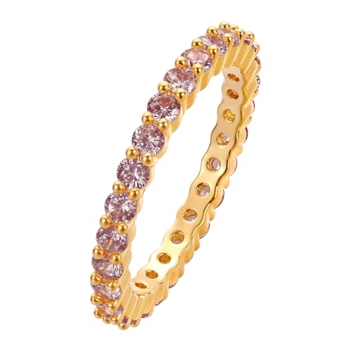 LUTAKU Stapelbarer Ewigkeitsring mit mehreren Zirkonia, Symbol der endlosen Liebe für Frauen als Geschenk, Messing, Zirkon von LUTAKU