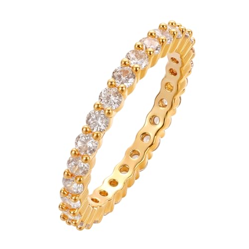 LUTAKU Stapelbarer Ewigkeitsring mit mehreren Zirkonia, Symbol der endlosen Liebe für Frauen als Geschenk, Messing, Zirkon LUTAKU Stapelbarer Ewigkeitsring mit mehreren Zirkonia, Symbol der endlosen Liebe für Frauen als Geschenk, Messing, Zirkon von LUTAKU