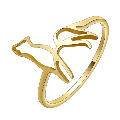 LUTAKU Wikinger-Wolf-Ring für Damen und Mädchen, Tier-Stapelringe, Edelstahl, Schmuck, Geschenk, zierlicher Wolfsring, Nicht-Edelmetall von LUTAKU