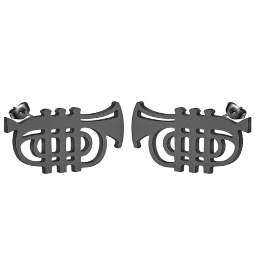 Minimalistische Trompeten-Ohrstecker aus Edelstahl, Musik-Ohrstecker für Damen und Herren, Musikinstrument, Schmuck, Geschenk, Edelstahl von LUTAKU