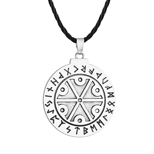 Perun-Gott Slawische Mythologie Symbol Rune Halskette für Männer Gott des Donners und Blitz-Symbol Perunika Runenbuchstaben Amulett Schmuck, Leder von LUTAKU