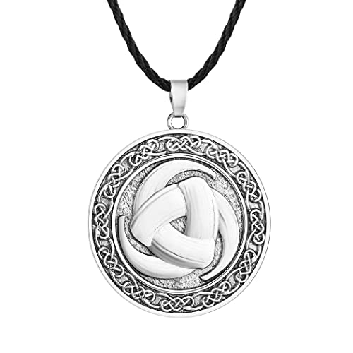 LUTAKU Wikinger Dreifachhorn Triskelion Halskette für Herren Punk Gothic Stil nordische Amulett Anhänger schwarz Lederkette slawischer Talisman Schmuck für Jungen, Leder von LUTAKU