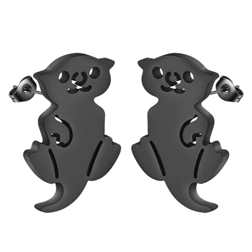 Winziger Otter Ohrring Edelstahl Minimalistische Baby Seeotter Ohrstecker für Frauen Männer Tier Schmuck Geschenk, Edelstahl von LUTAKU