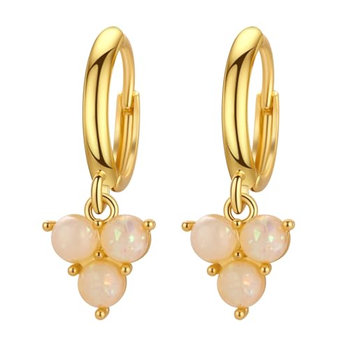 Zierliche Creolen mit Opal-Blumen-Cluster, Edelsteinschmuck, Brautjungfer-Geschenk für Frauen von LUTAKU