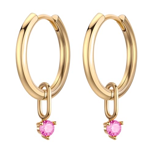 Zierliche Kreolen mit Geburtsstein-Anhänger für Mütter von LUTAKU