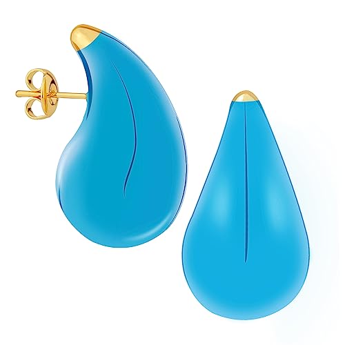 2stk Waterdrop Earrings, Leichte Wassertropfen Hohle Offene Kupfer-Ohrring-Befestigungen Copper Earrings Tropfen-Ohrringe Creolen für Frauen Mädchen (blau) von LUTER