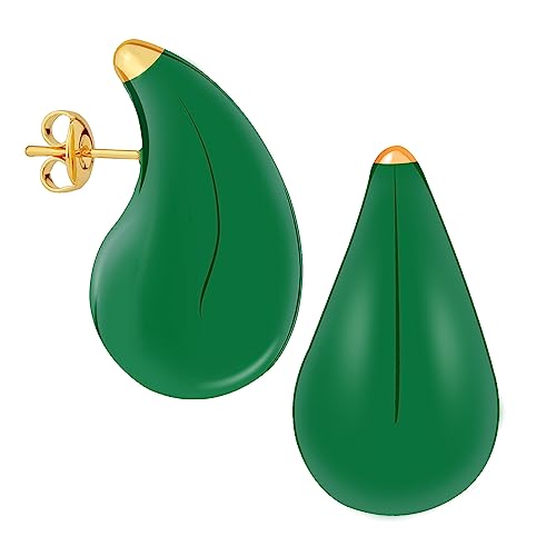 2stk Waterdrop Earrings, Leichte Wassertropfen Hohle Offene Kupfer-Ohrring-Befestigungen Copper Earrings Tropfen-Ohrringe Creolen für Frauen Mädchen (grün) von LUTER