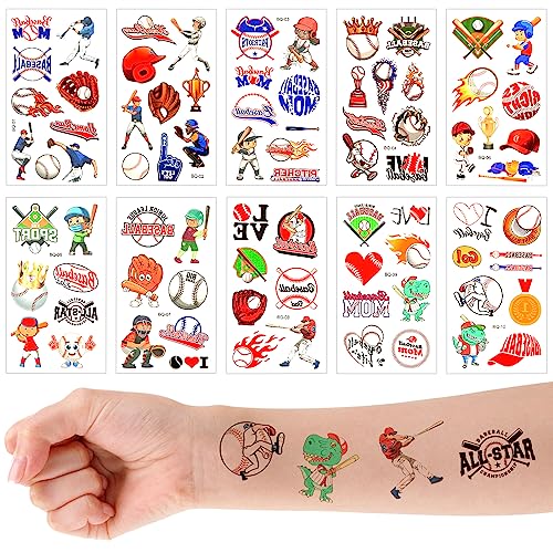 30st Temporäre Baseball Tattoos, Sport Tattoo Aufkleber Niedlich Temporäre Sport Tattoos für Geburtstagsdekoration Mädchen Jungen Kinder Klassenzimmer Schule Preise Belohnungen von LUTER