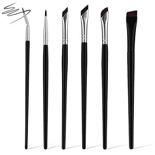 6st Sichel Eyeliner Pinsel, Präzision Eyeliner Pinsel Set Feines Eyeliner Pinsel Flach Ultraflacher Dünner Pinsel für Beauty Kosmetik Make Up von LUTER