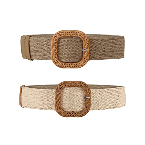 LUTER 2stk Braided Belt Women für Kleider Frauen, Stroh Elastische Stretch Waist Belts Sommer Strand Kleid Gürtel Damen Geflochtene Holzschnalle Breite Taillengürtel für Frauen Kleider LUTER 2stk Braided Belt Women für Kleider Frauen, Stroh Elastische Stretch Waist Belts Sommer Strand Kleid Gürtel Damen Geflochtene Holzschnalle Breite Taillengürtel für Frauen Kleider von LUTER