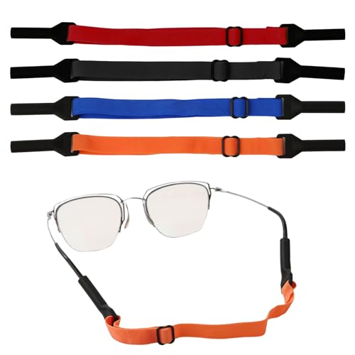 LUTER 4 Stück Brillenband, Universal Brillenband Silikon Sonnenbrillenband für Männer Frauen Teenager Brillen Sonnenbrillen (Schwarz, Orange, Rot, Dunkelblau) von LUTER