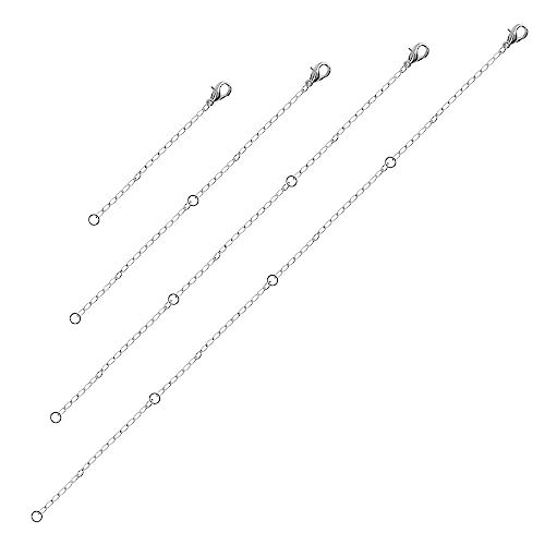 LUTER 4st Extension Chain for Necklace, 4 Größen Verlängerung für Halskette Verlängerung Schmuck Verlängerungskette für Damen und Herren Schmuckherstellung Halskette Armband Fußkettchen (Silber) von LUTER