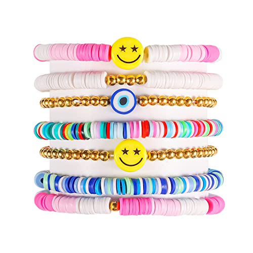 LUTER 7 Stück Surfer Armbänder, Farbig Surfer Strand Armbänder Stilvoll Boho Scheiben Armbänder Stapelbar Strandschmuck für Mädchen Frauen Sommerstrand LUTER 7 Stück Surfer Armbänder, Farbig Surfer Strand Armbänder Stilvoll Boho Scheiben Armbänder Stapelbar Strandschmuck für Mädchen Frauen Sommerstrand von LUTER