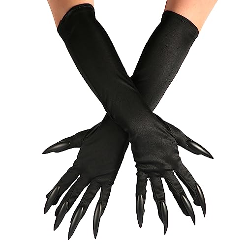 LUTER Krallen Handschuhe Halloween, Schwarze Krallenhandschuhe Kostüm Lustige Katzenklauenhandschuhe Cosplay Wolfsklauenhandschuhe für Halloween Cosplay Party von LUTER