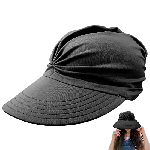 Sonnenblende für Den Kopf, Faltbar Breites Visier Einer Kappe Sonnenblende Hut, Sommerschutz vor Sonne Weich Tennis Cap Pool-Visiere für Damen für Outdoor-Sport Laufen Strandspiele (Schwarz) von LUTER