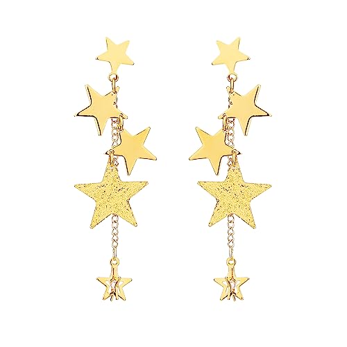 Stern Ohrhänger, 18 Karat Gold Quasten Ohrringe Ohrhänger Stern Gold Meteor-Stern-Ohrringe Statement-Schmuck für Frauen Mädchen Weihnachten Geburtstagsfeier Valentinstag von LUTER