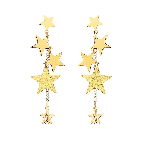 18 Karat Gold Stern Ohrhänger - Quasten Ohrringe, Meteor-Stern-Ohrringe, Statement-Schmuck für Frauen Mädchen - Weihnachten, Geburtstagsfeier, Valentinstag von LUTER