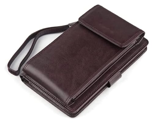 Geldbörsen Brieftasche Retro Damen Leder Geldbörse Tragbarer Mehrzweck-Kartenhalter Einfache Mode Münzbörsen Mehrere Kartenfächer Unisex Geschenk (Color : Dark Coffee) von LUTFI