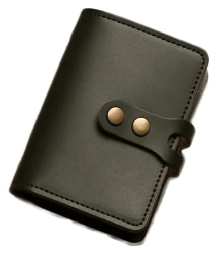 Geldbörsen Brieftasche Vintage Damen Leder Geldbörse Herren Große Kapazität Kartenhalter Einfache tragbare Geldbörsen mit Snap-Münzfach Geschenk (Color : Dark Green) von LUTFI