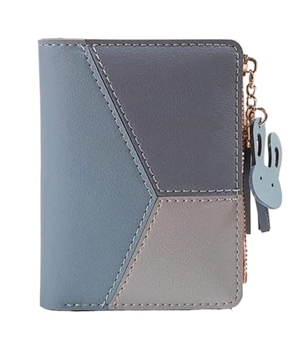 Geldbörsen Damen-Geldbörse aus Leder, tragbar, faltbar, Kartenhalter, klassisch, großes Fassungsvermögen, Münzfach, Damen-Geldbörsen aus Pu-Leder Geschenk (Color : Blue, Size : 9x12cm) von LUTFI