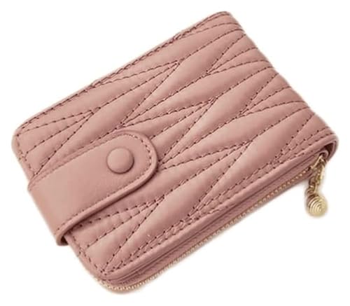 Geldbörsen Geldbörse Kleine Damen-Geldbörse aus Leder im kurzen Stil, einfacher Kartenhalter, tragbare Geldbörsen, vielseitig einsetzbar, 12 Kartenfächer, reißfest Geschenk (Color : Pink) von LUTFI