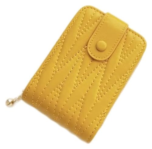 Geldbörsen Geldbörse Kleine Damen-Geldbörse aus Leder im kurzen Stil, einfacher Kartenhalter, tragbare Geldbörsen, vielseitig einsetzbar, 12 Kartenfächer, reißfest Geschenk (Color : Yellow) von LUTFI