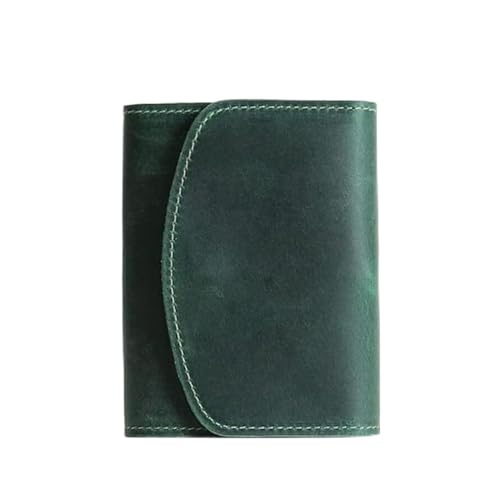 Geldbörsen Geldbörse Kleines Leder Portemonnaie Vintage Kurzer Kartenhalter Unisex mit Reißverschluss Münzbörsen for Münzen und Karten Reißfest Geschenk (Color : Green, Size : 9x10.2cm) von LUTFI