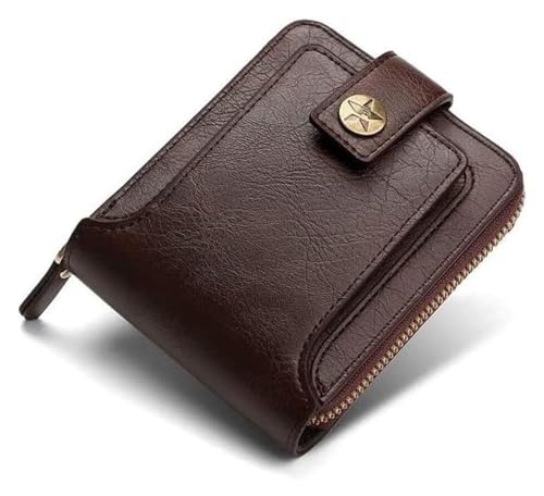 Geldbörsen Unisex Herren-Geldbörsen aus echtem Leder, Vintage-Männer, kleine, Kurze Clutch mit Reißverschluss, modisch, braun, solide Herren-Geldbörse mit großem Fassungsvermögen, reißfest Geschenk ( von LUTFI