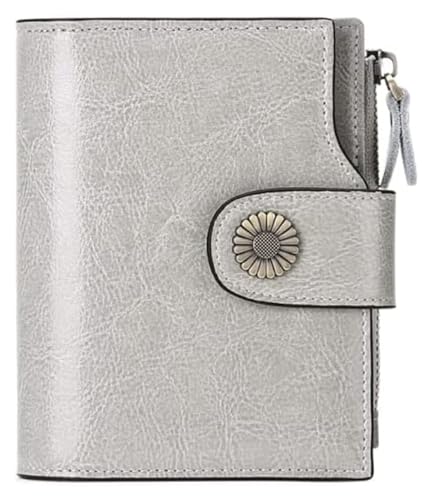 LUTFI Geldbörsen Brieftasche, 100% Damen-Leder-Geldbörse, blockiert kurzer Kartenhalter, großes Fassungsvermögen, Münzfach, Bifold-Kreditkarten-Geldbörsen Geschenk (Color : Blanc, Size : 12.5x10.5cm) von LUTFI