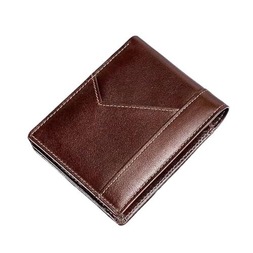 LUTFI Geldbörsen Kurze Stil-Geldbörsen, große Kapazität, Herren-Leder-Münzgeldbörsen, Vintage, tragbarer Kartenhalter, Kreditkarten-Organizer-Tasche Geschenk (Color : Coffee, Size : 8x11cm) von LUTFI