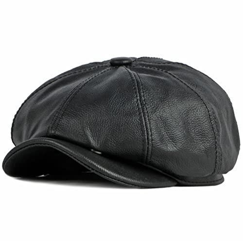 LUTICELI Herren Echtes Leder Newsboy Hut Ivy Caps 8 Panel Barett Cabbie Hut, Schwarz, Einheitsgröße LUTICELI Herren Echtes Leder Newsboy Hut Ivy Caps 8 Panel Barett Cabbie Hut, Schwarz, Einheitsgröße von LUTICELI