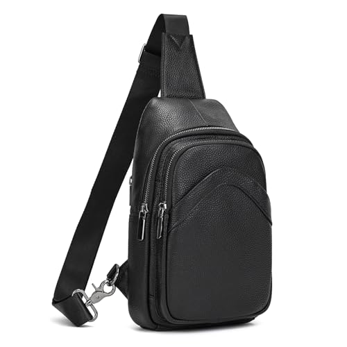 LUUFAN EURNISCHE Lederschlingbeutel für Männer tägliche Kreuzkörper Brust Schulter Messenger -Tasche Multi -Pocket Business Casual Outdoor -Tasche von LUUFAN