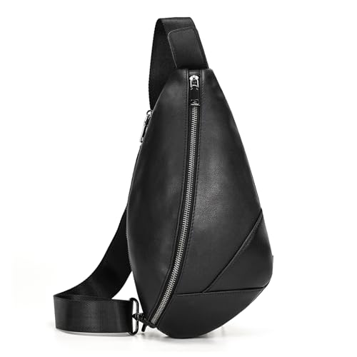 LUUFAN Echtes Leder Brusttasche für Männer Frauen jeden Tag Crossbody Tasche Schulter Messenger Bag Multi Pocket Sport Outdoor Sling Bag von LUUFAN