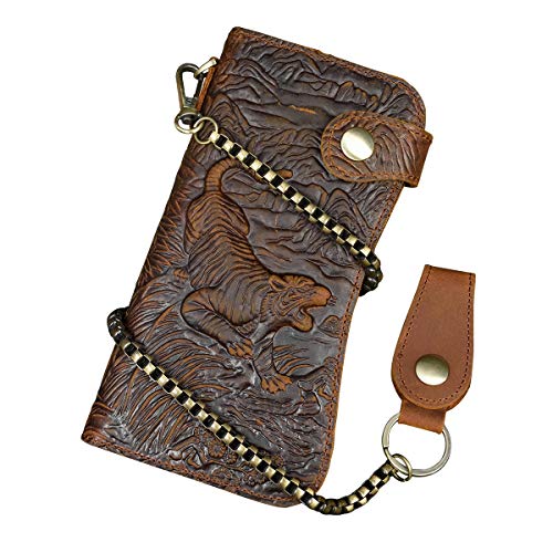 LUUFAN Echtes Leder Lange Brieftasche mit Reißverschluss Tasche Vintage Bifold Scheckheft Geldbörse (Chain Wallet2) von LUUFAN