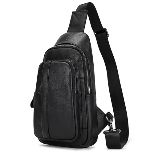 LUUFAN Fashion Pure Echtleder Sling Bag für Männer Everyday Cross Body Chest Shoulder Messenger Bag Mehrzweck-Business Casual Outdoor Bag von LUUFAN