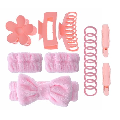 LUUFAN Hautpflege-Stirnband-Set zum Waschen von Gesicht, Make-up und Spa, weiches Haarband, Armband, Haarklammern, temporäre Lockenwerkzeuge für Damen und Mädchen, Rosa, 18-teilig LUUFAN Hautpflege-Stirnband-Set zum Waschen von Gesicht, Make-up und Spa, weiches Haarband, Armband, Haarklammern, temporäre Lockenwerkzeuge für Damen und Mädchen, Rosa, 18-teilig von LUUFAN