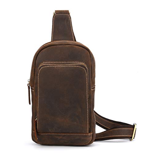 LUUFAN Herren Echtes Leder Sling Bag Brust Schulter Rucksack Crossbody Tasche für Casual Sport Wandern Reisen von LUUFAN