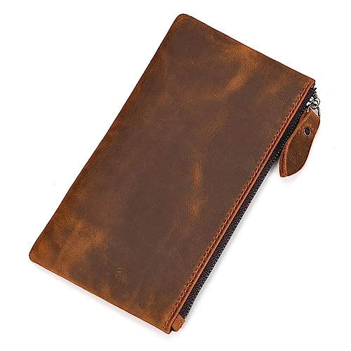LUUFAN Herren-Geldbörse aus echtem Leder, lange Geldbörse, Bifold Long Wallet mit Reißverschluss, Braun, Minimalistisch LUUFAN Herren-Geldbörse aus echtem Leder, lange Geldbörse, Bifold Long Wallet mit Reißverschluss, Braun, Minimalistisch von LUUFAN