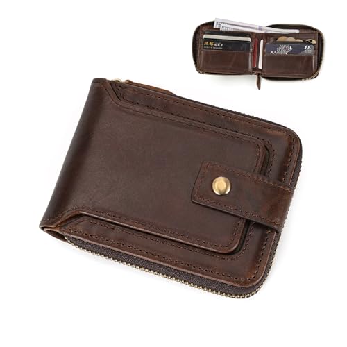 LUUFAN Retro Kette Kurze Brieftaschen für Männer Echtes Leder Trifold Wallet Anti-Diebstahl Kette Geldbörse für Reisen im Freien von LUUFAN