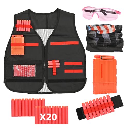 LUUFAN Zipper Tactical Vest Kit für NERF Guns mit Refill Darts, Wrist Band, Reload Clips, taktische Maske und Schutzbrille für Mädchen Geburtstag Party Thanksgiving Geschenk LUUFAN Zipper Tactical Vest Kit für NERF Guns mit Refill Darts, Wrist Band, Reload Clips, taktische Maske und Schutzbrille für Mädchen Geburtstag Party Thanksgiving Geschenk von LUUFAN