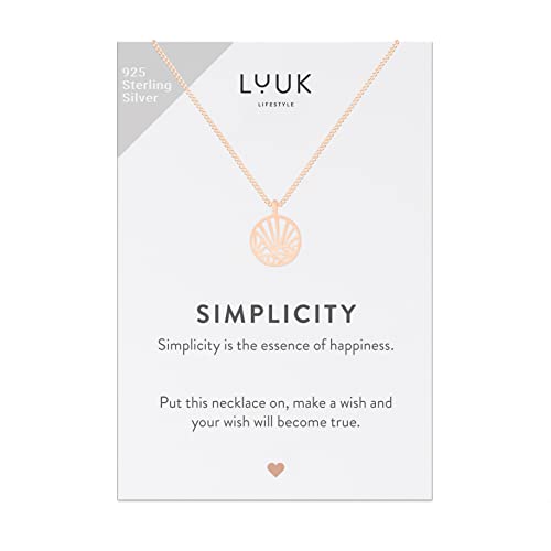 LUUK LIFESTYLE Halskette aus 925er Sterlingsilber mit Kreis I abstrakten Formen Anhänger und Simplicity Geschenkkarte, Schlichter Plain Look, Glücksbringer auf Reise, Schmuck für Frauen, Rosé von LUUK LIFESTYLE